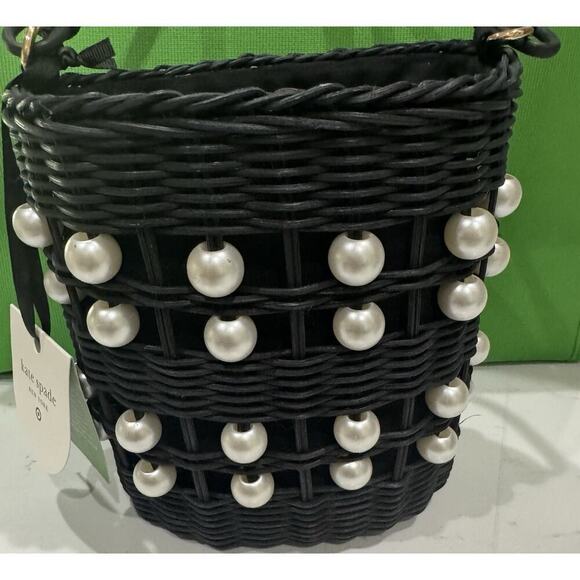 Kate Spade New York X Target Black Pearl Embellished Basket Bucket Bag Purse - Picture 3 of 6
